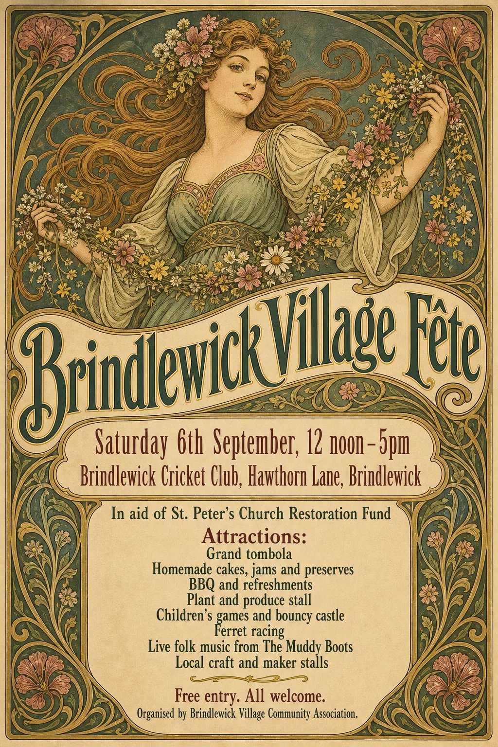 Art Nouveau fete poster, original bitmap