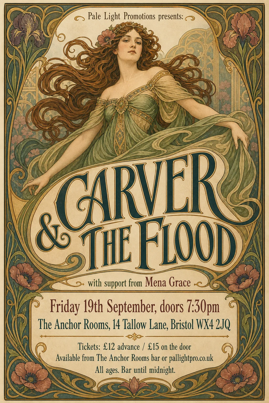 Art Nouveau gig poster, original bitmap