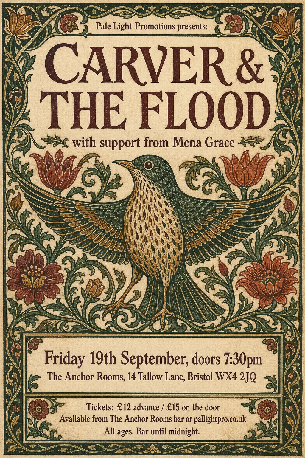 Arts and Crafts gig poster, original bitmap