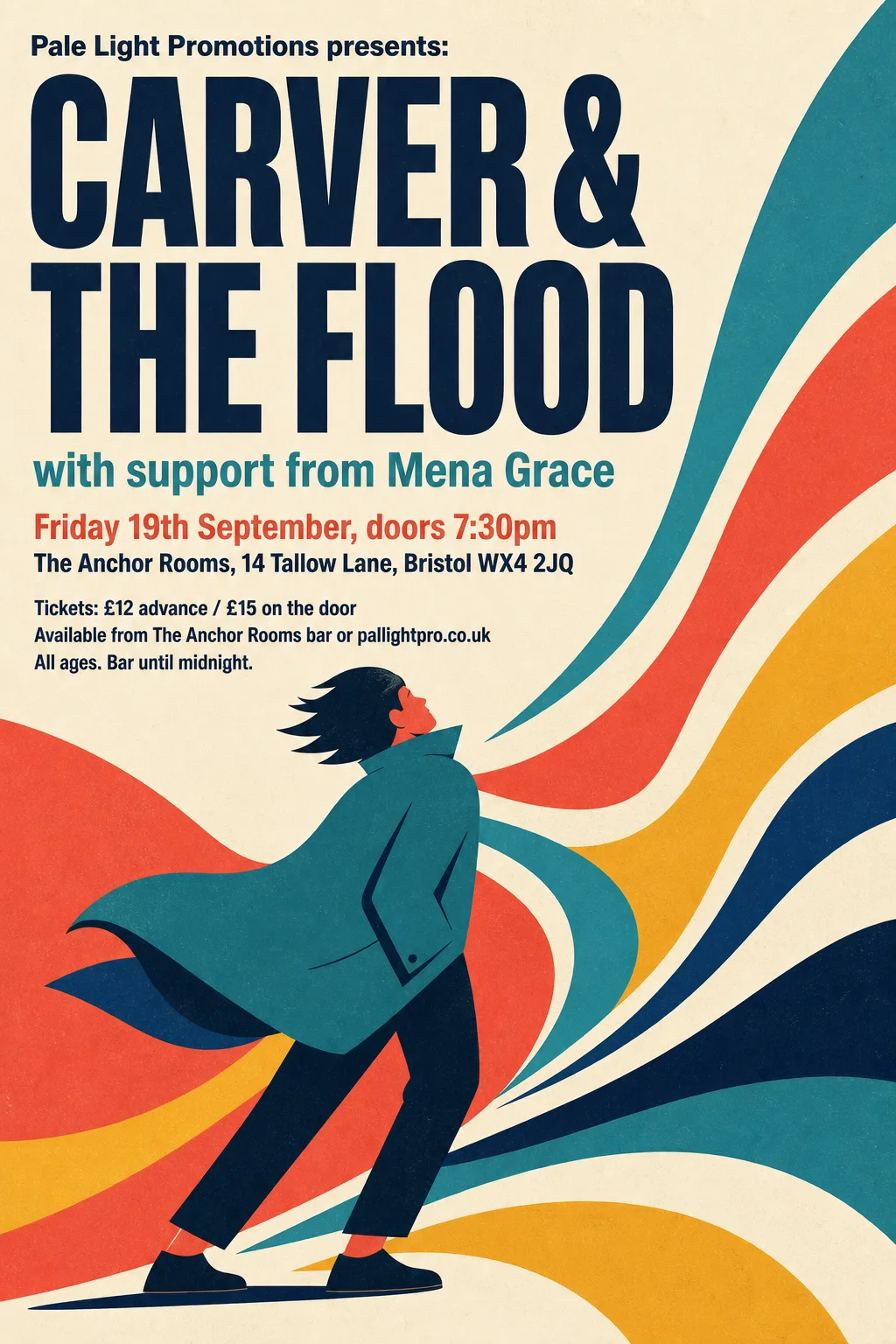 Contemporary Flat Illustration gig poster, original bitmap