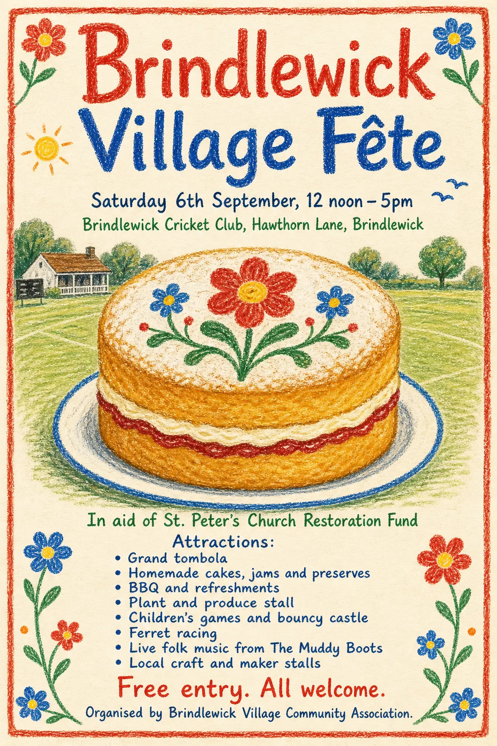 Crayon Folk Handmade fete poster, original bitmap
