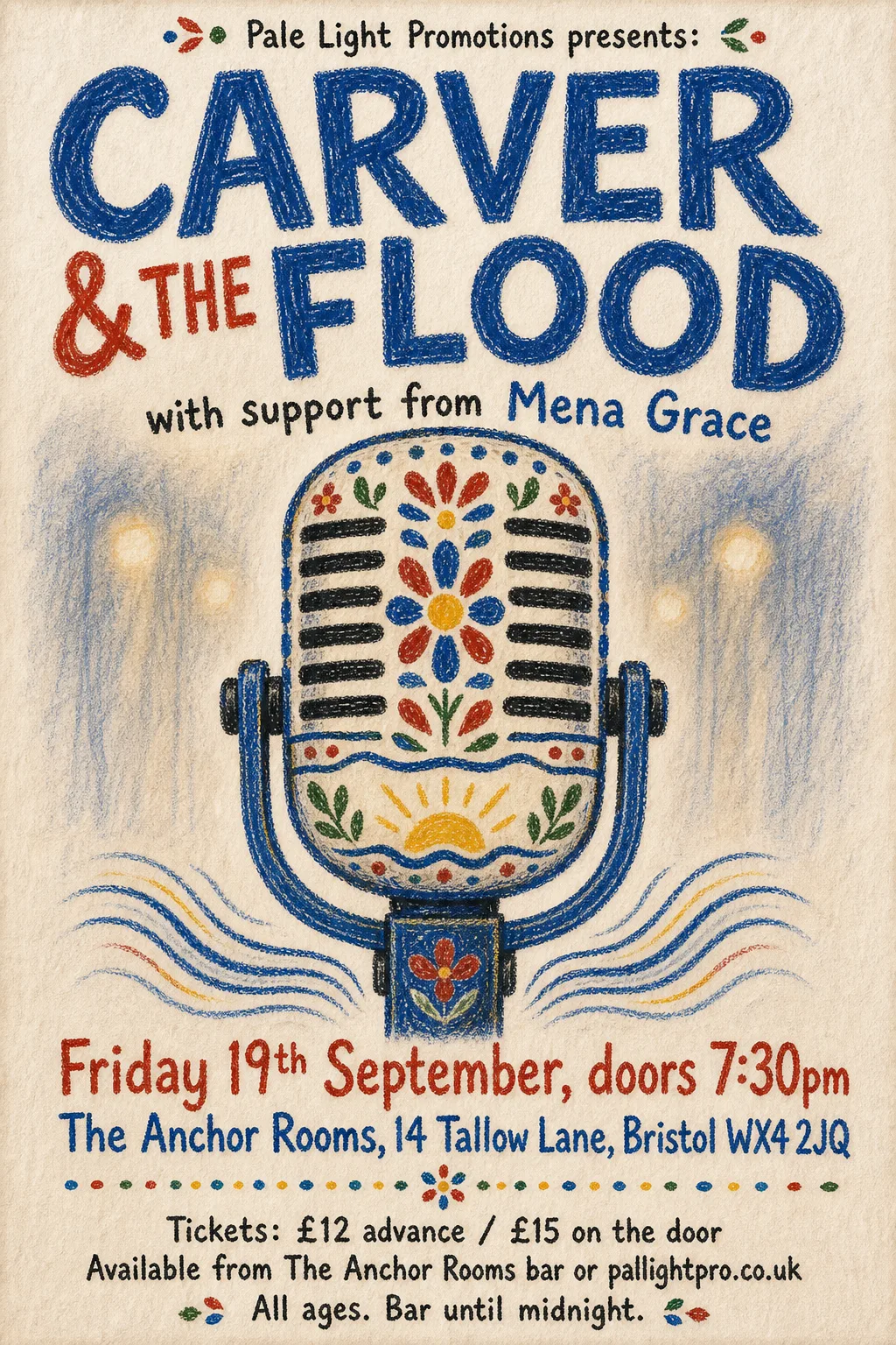 Crayon Folk Handmade gig poster, original bitmap