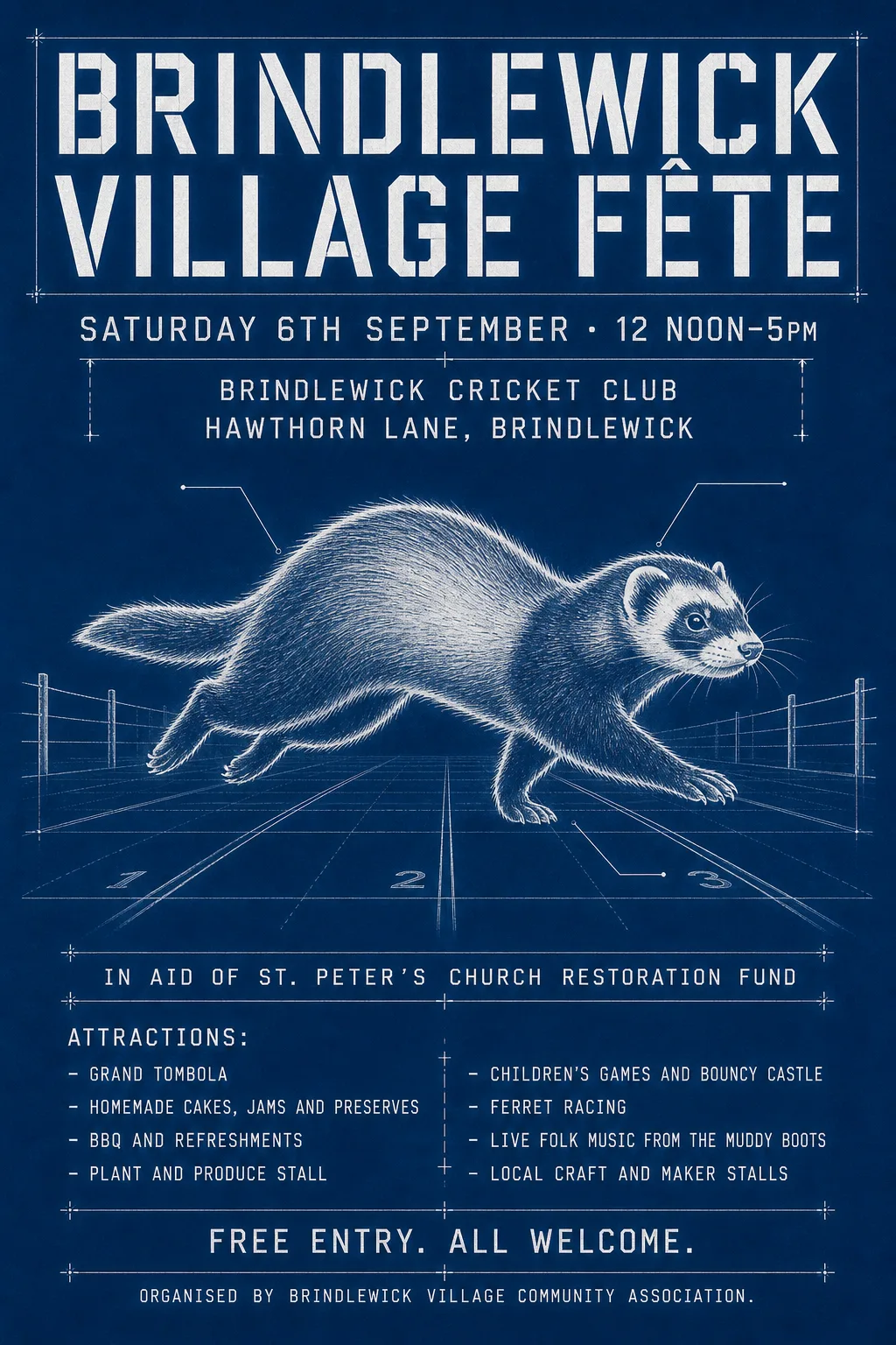 Cyanotype / Blueprint fete poster, original bitmap