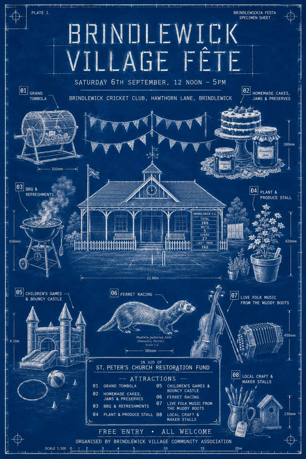 Cyanotype / Blueprint — fête poster example