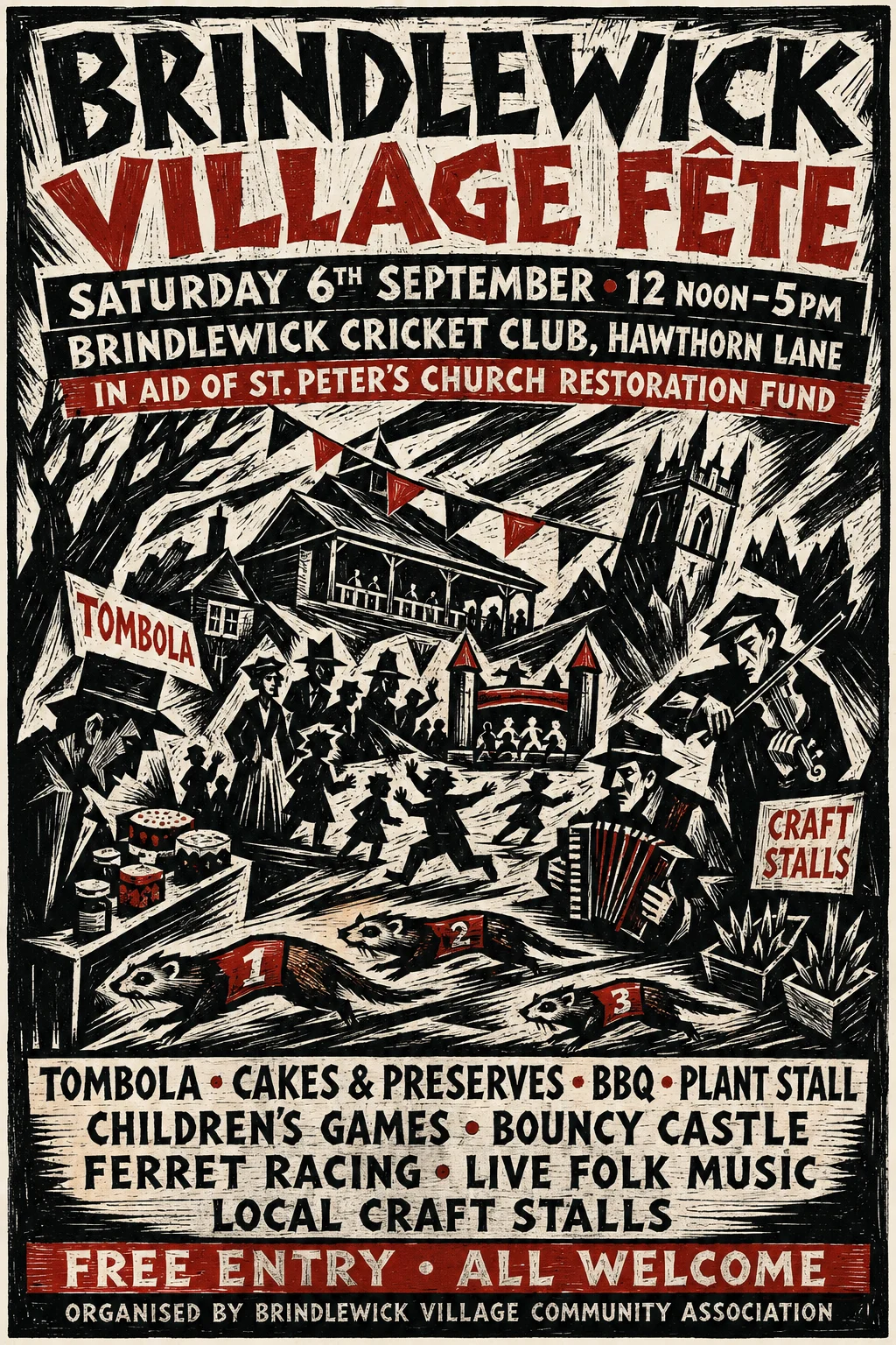Expressionist Woodcut — fête poster example