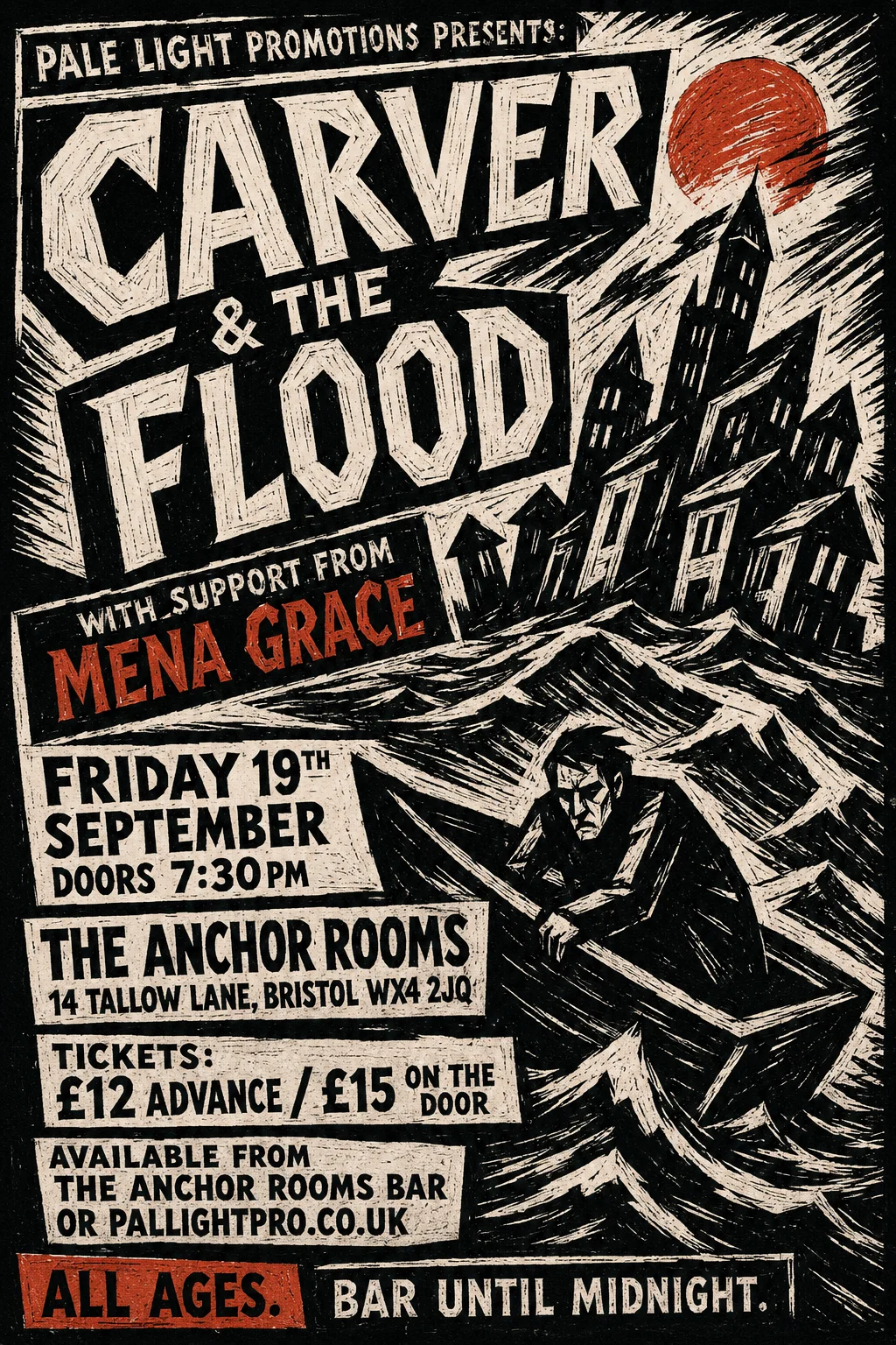 Expressionist Woodcut — gig poster example