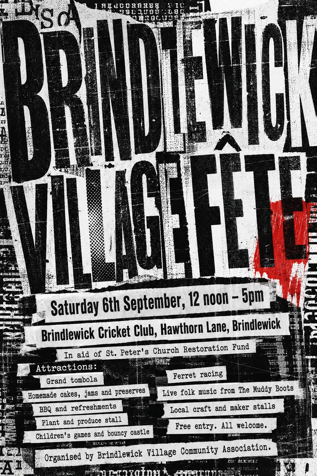 Grunge Typography fete poster, original bitmap