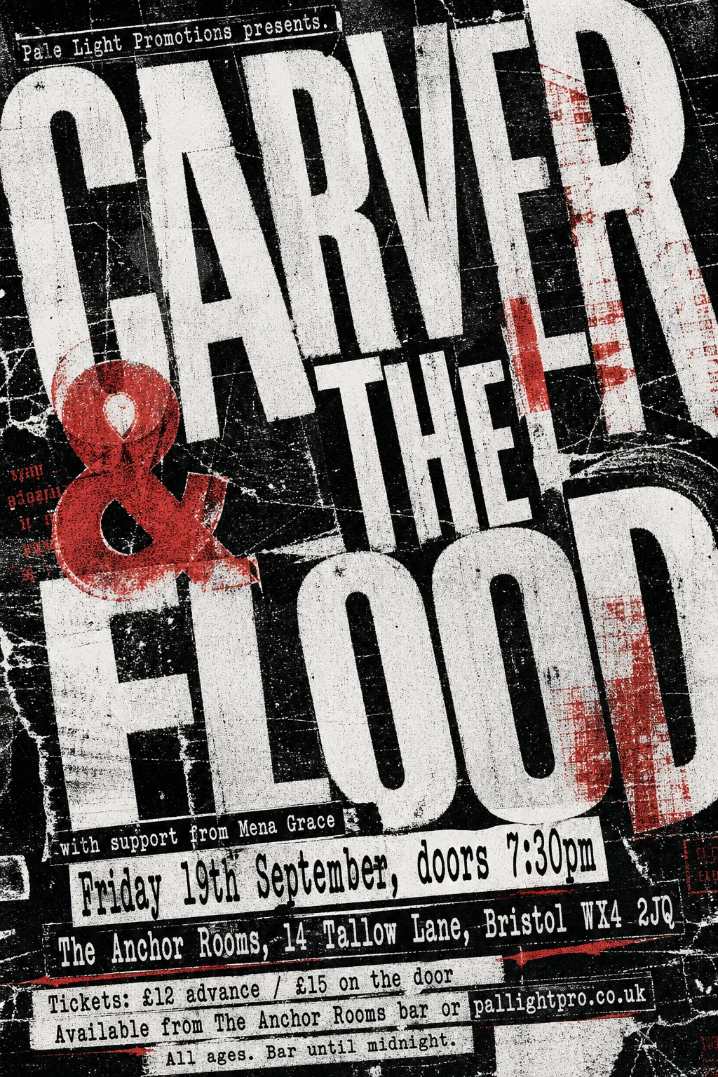Grunge Typography gig poster, original bitmap