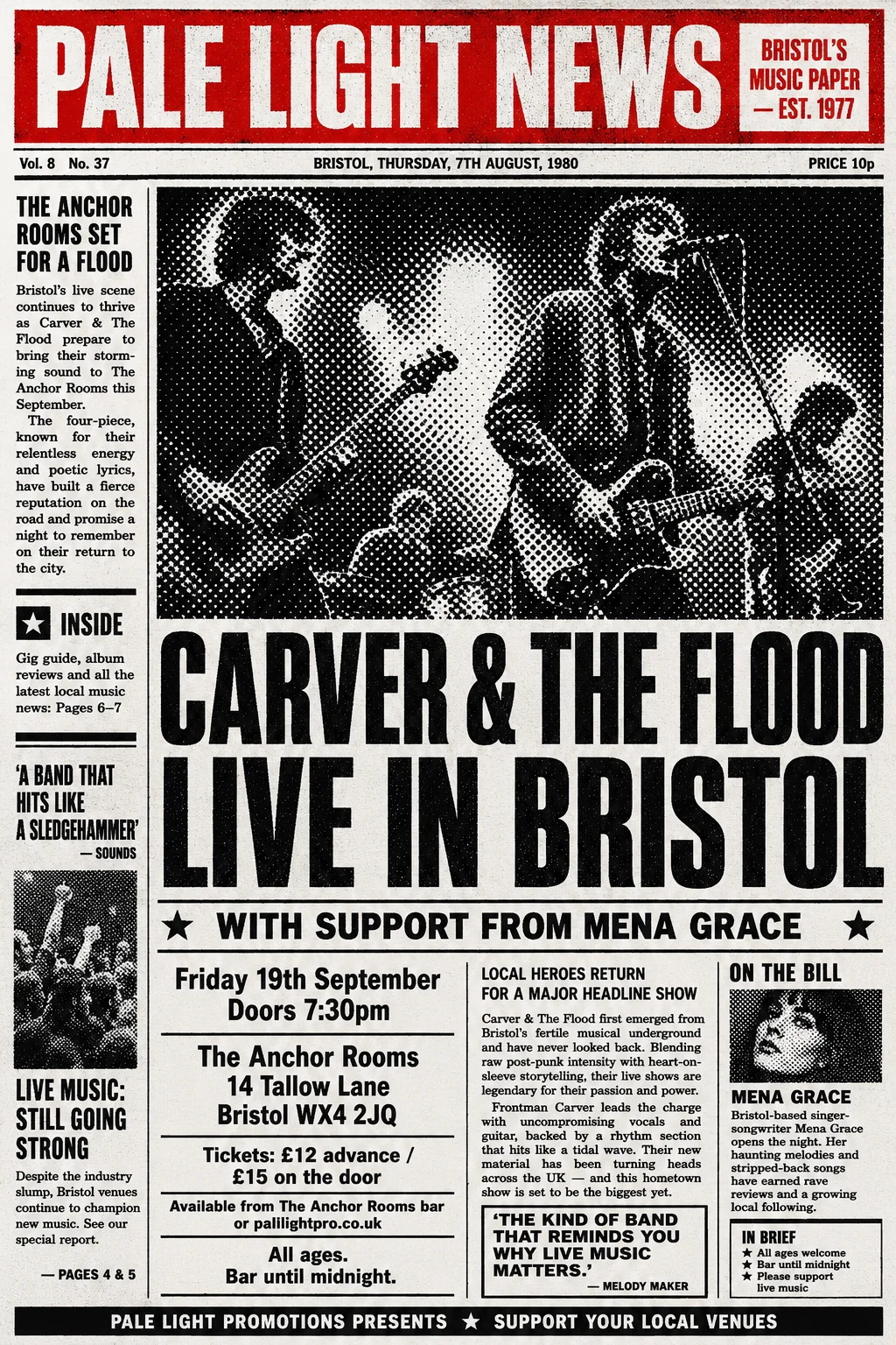 Halftone / Newsprint — gig poster example