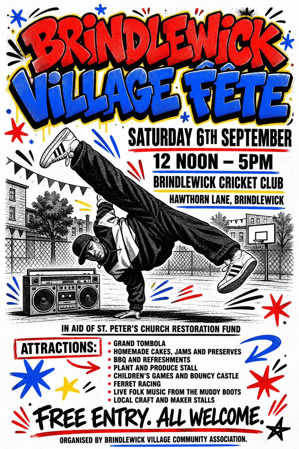 80s NYC Hip Hop Flyer fete poster, original bitmap