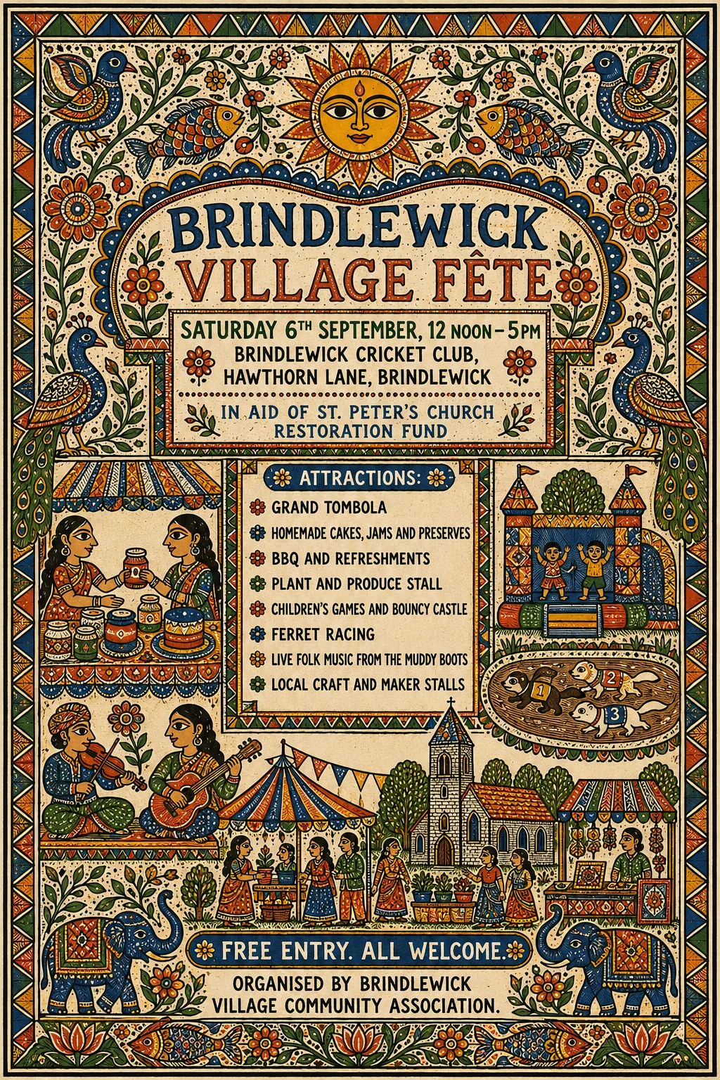 Madhubani / Indian Folk Art — fête poster example