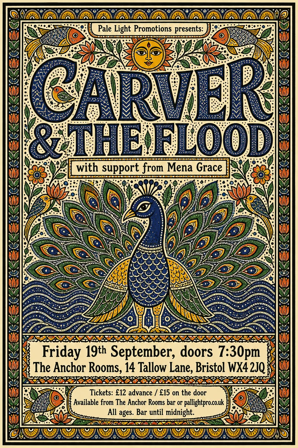 Madhubani / Indian Folk Art gig poster, original bitmap