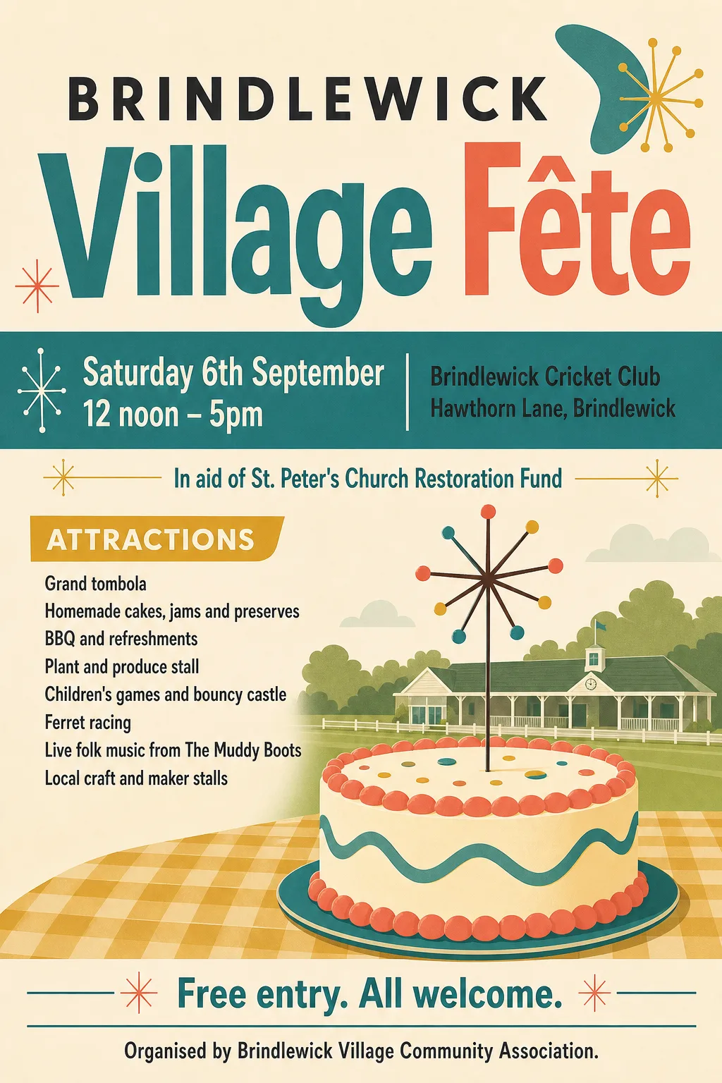 Mid-century Modern Graphic fete poster, original bitmap
