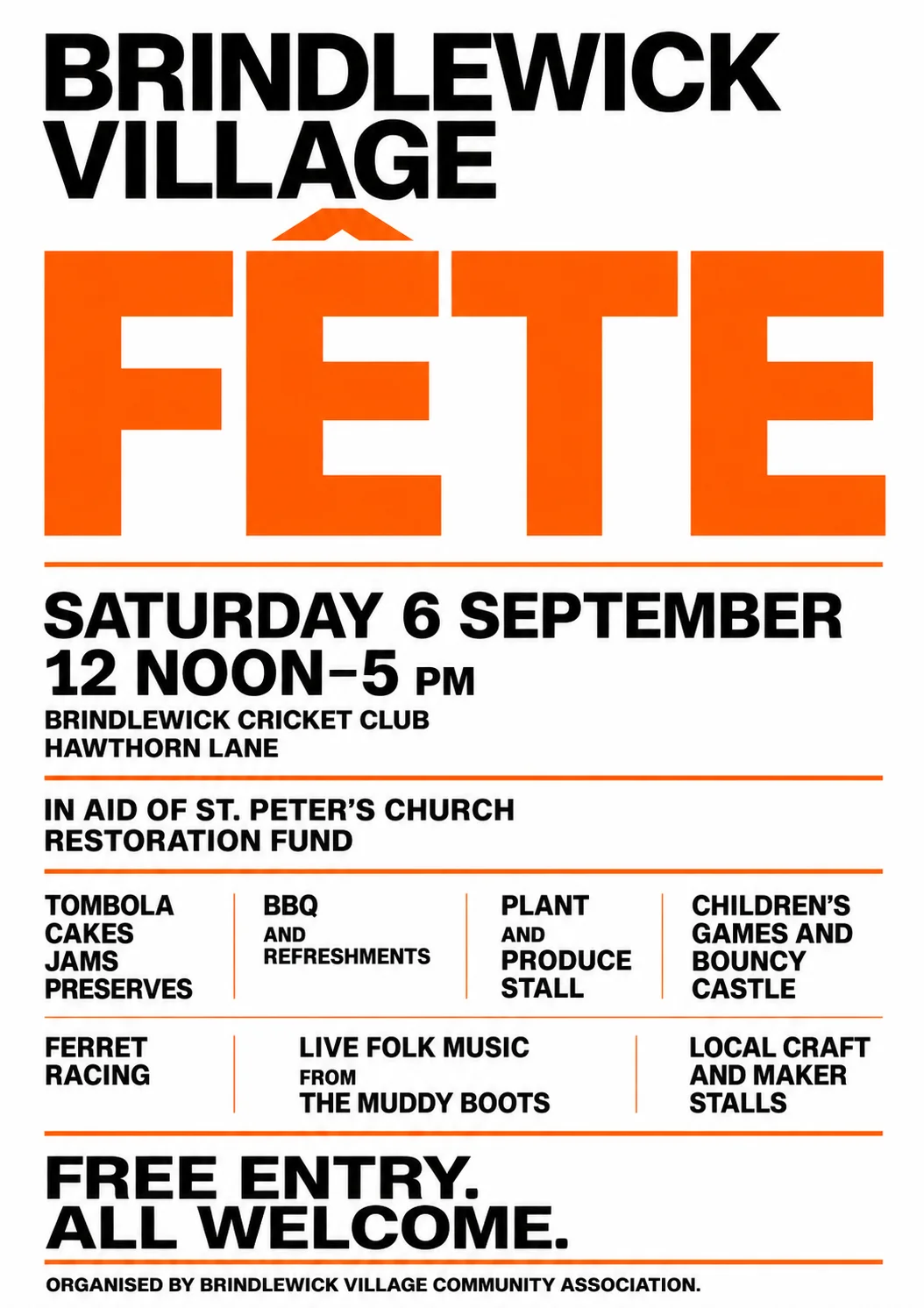 Monochrome + Single Accent — fête poster example