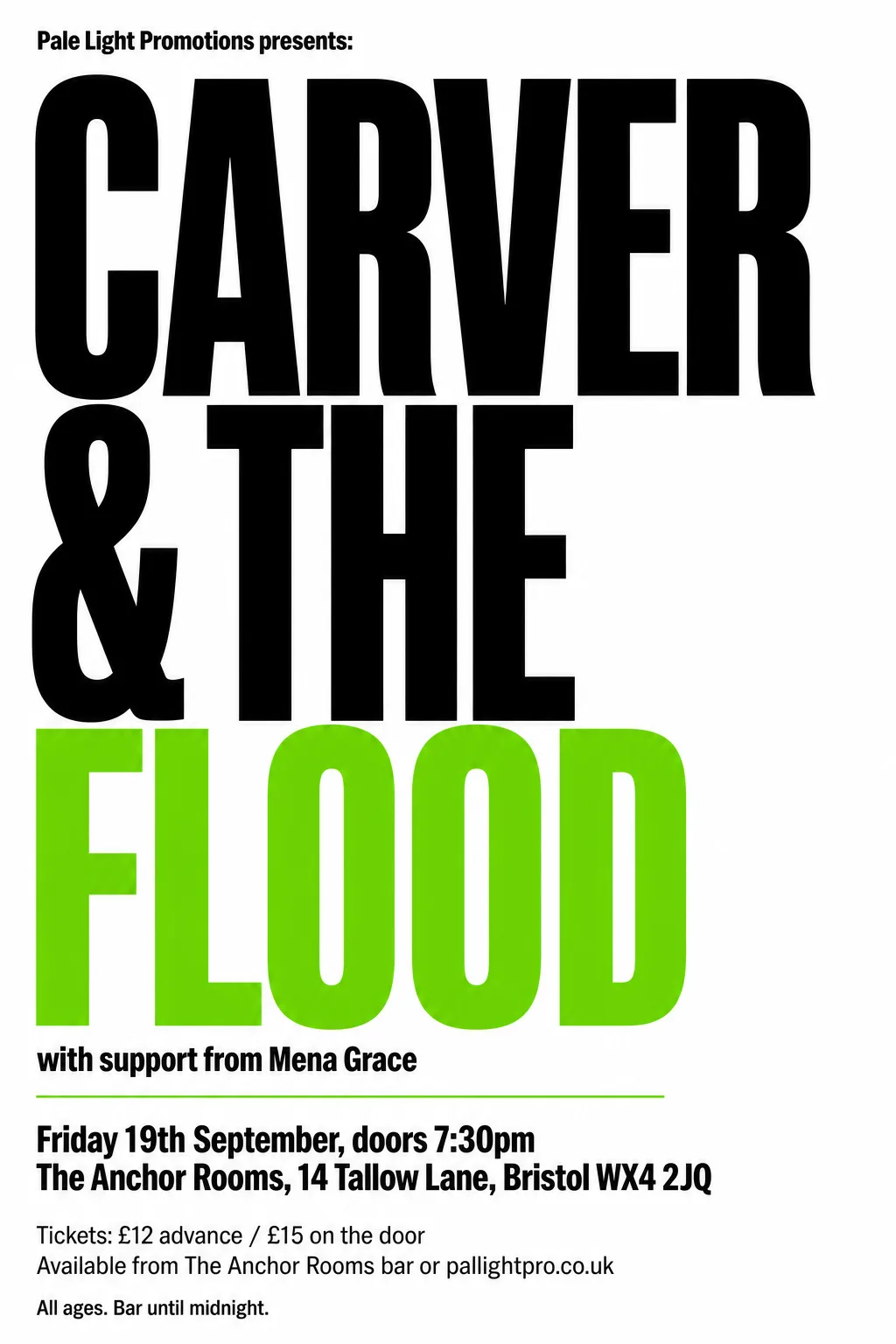 Monochrome + Single Accent gig poster, original bitmap