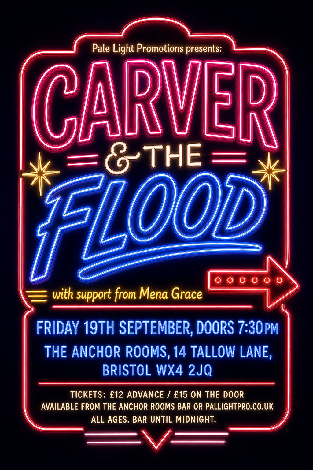 Neon Sign / Diner Americana gig poster, original bitmap