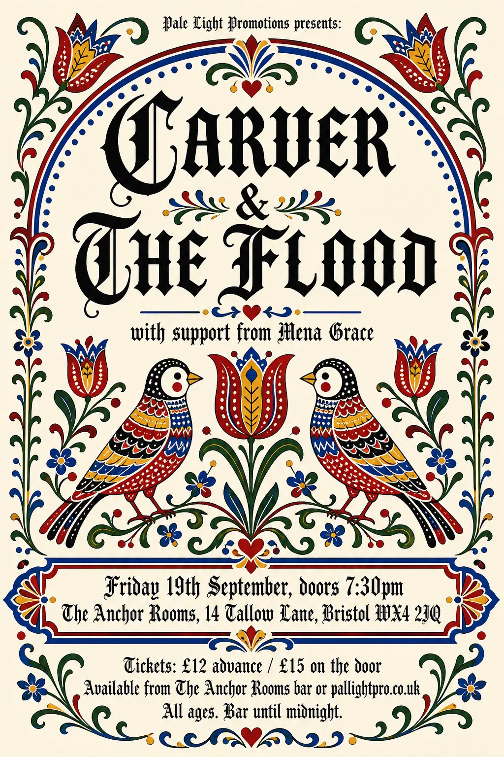Pennsylvania Dutch / Fraktur gig poster, original bitmap