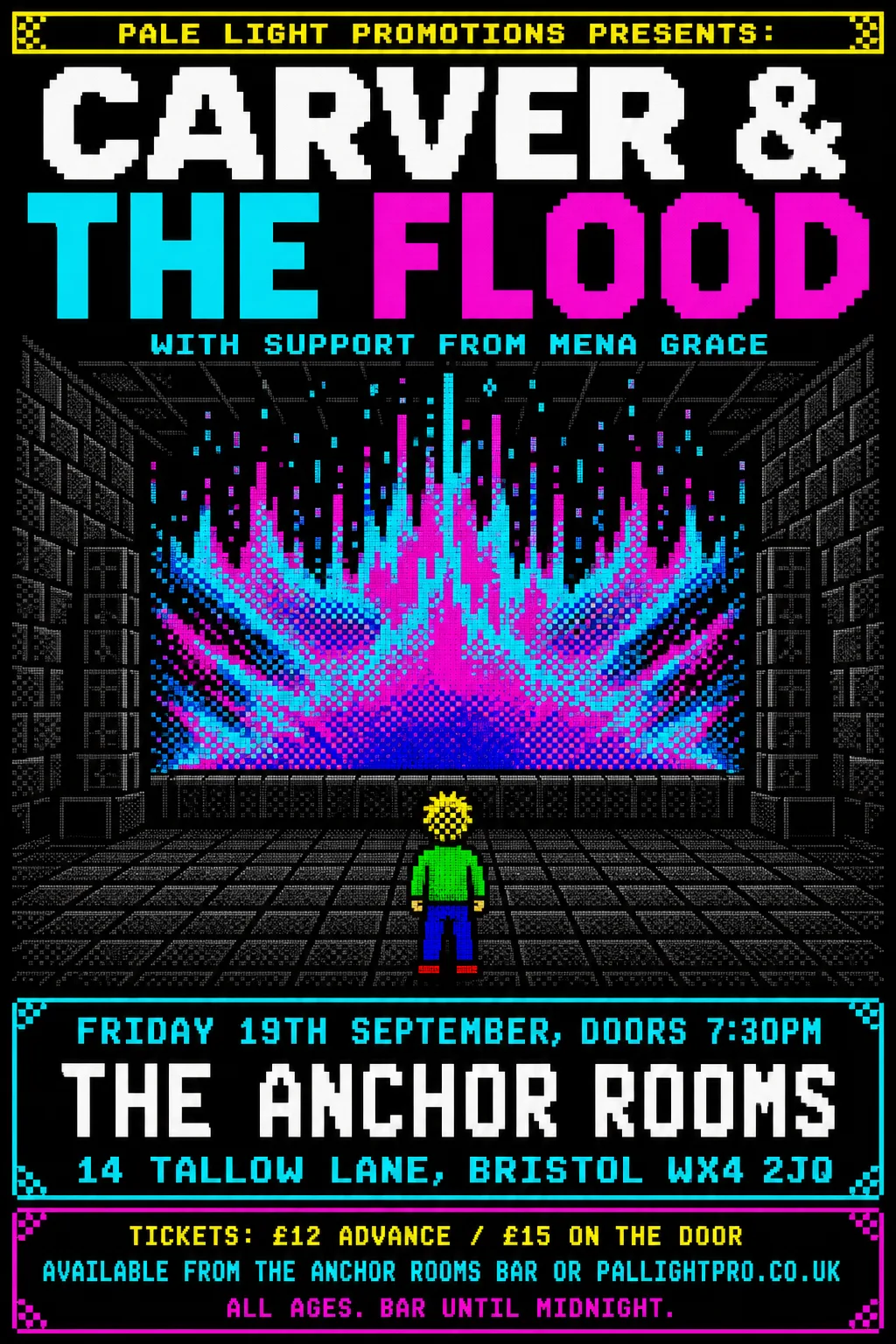 Pixel Art gig poster, original bitmap