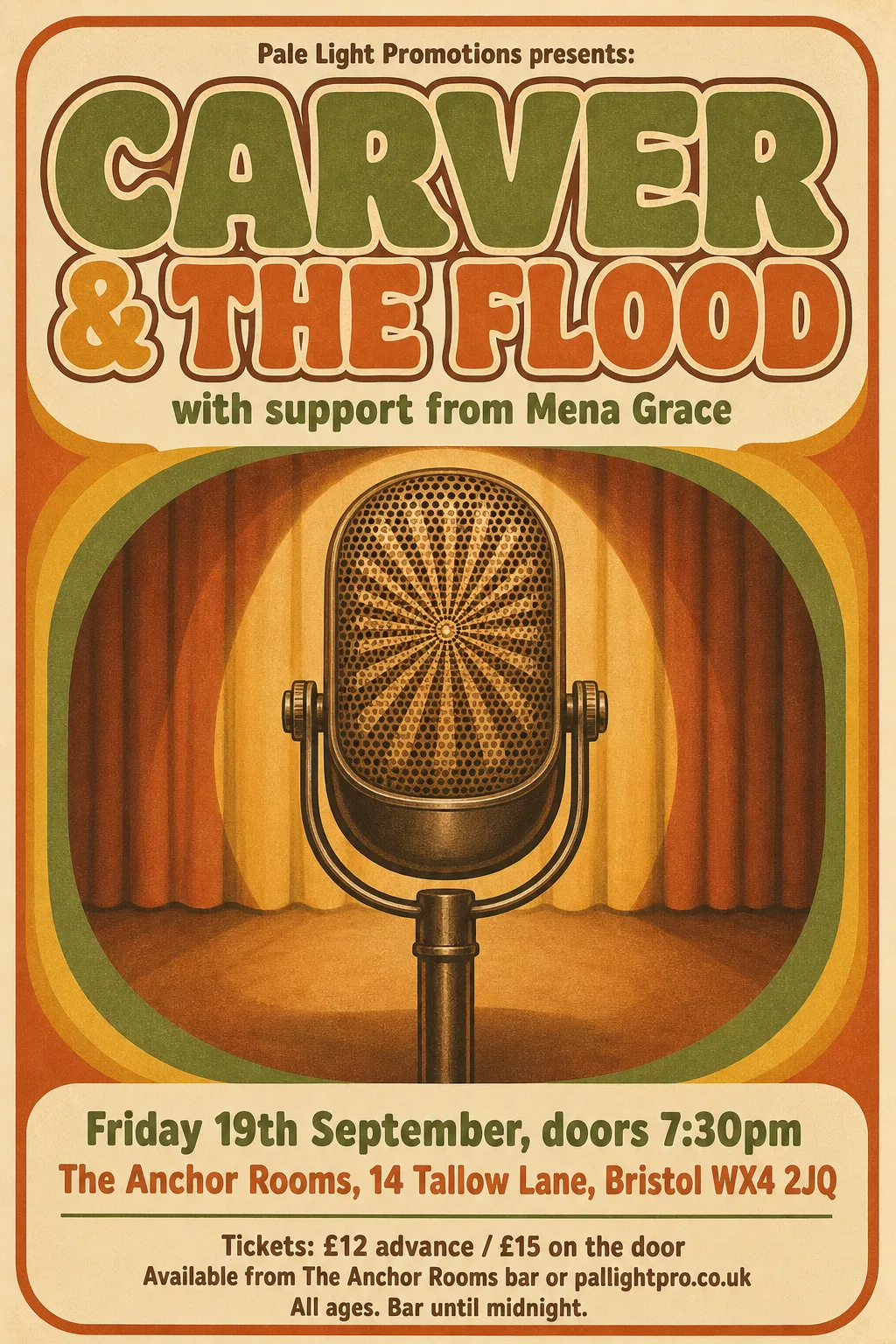Psychedelic Seventies Corporate gig poster, original bitmap