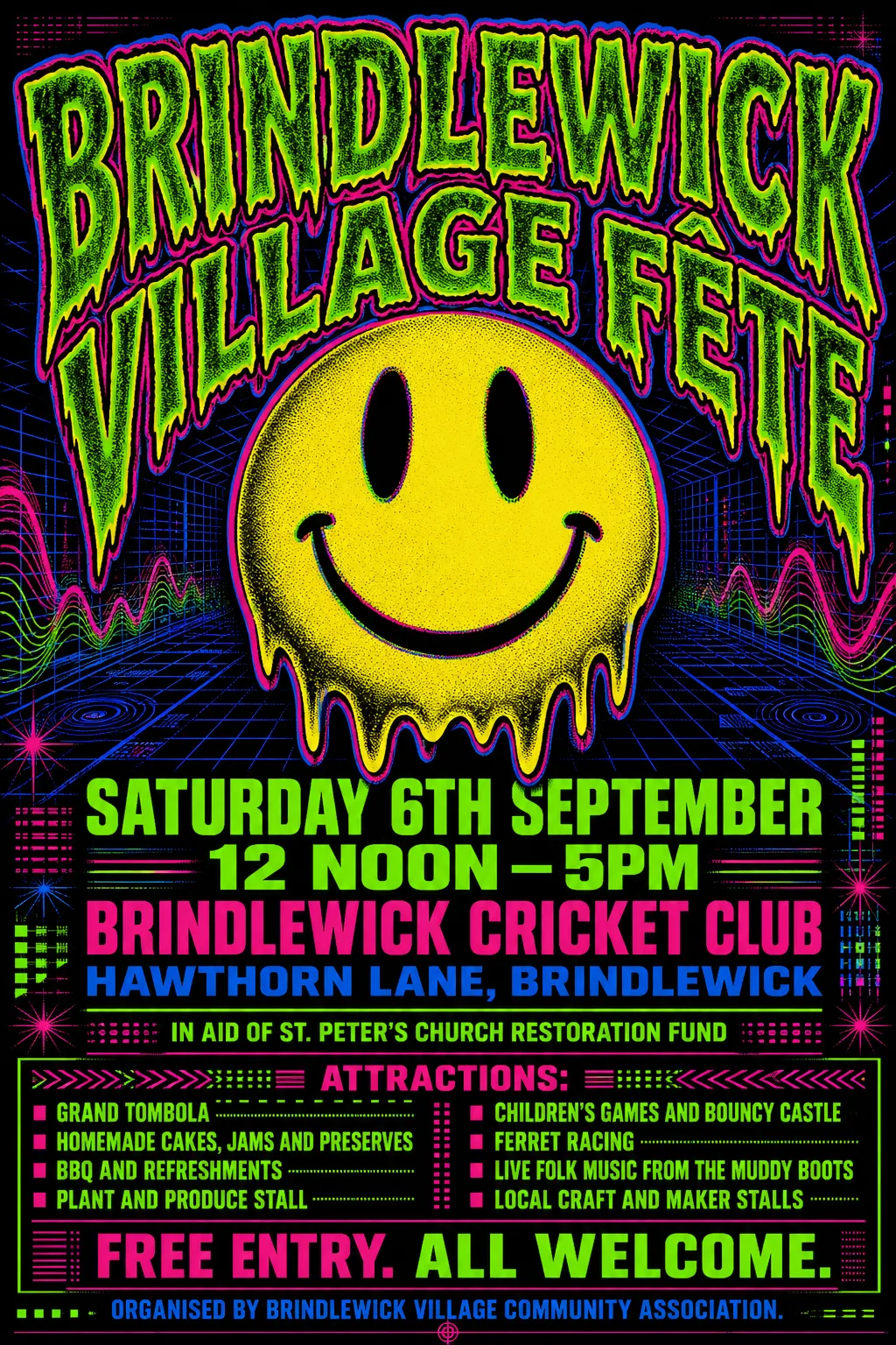 90s Rave / Acid Graphics fete poster, original bitmap