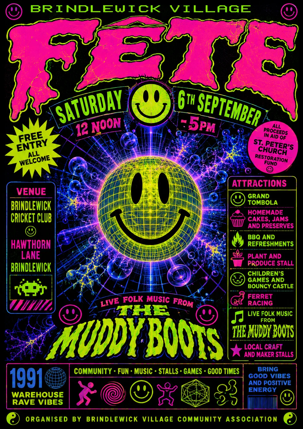 90s Rave / Acid Graphics — fête poster example
