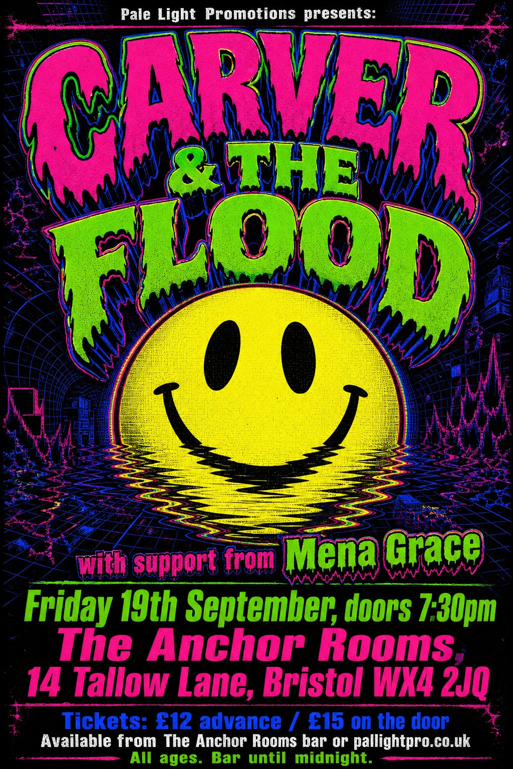 90s Rave / Acid Graphics gig poster, original bitmap