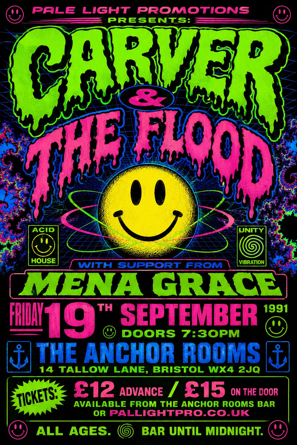 90s Rave / Acid Graphics — gig poster example
