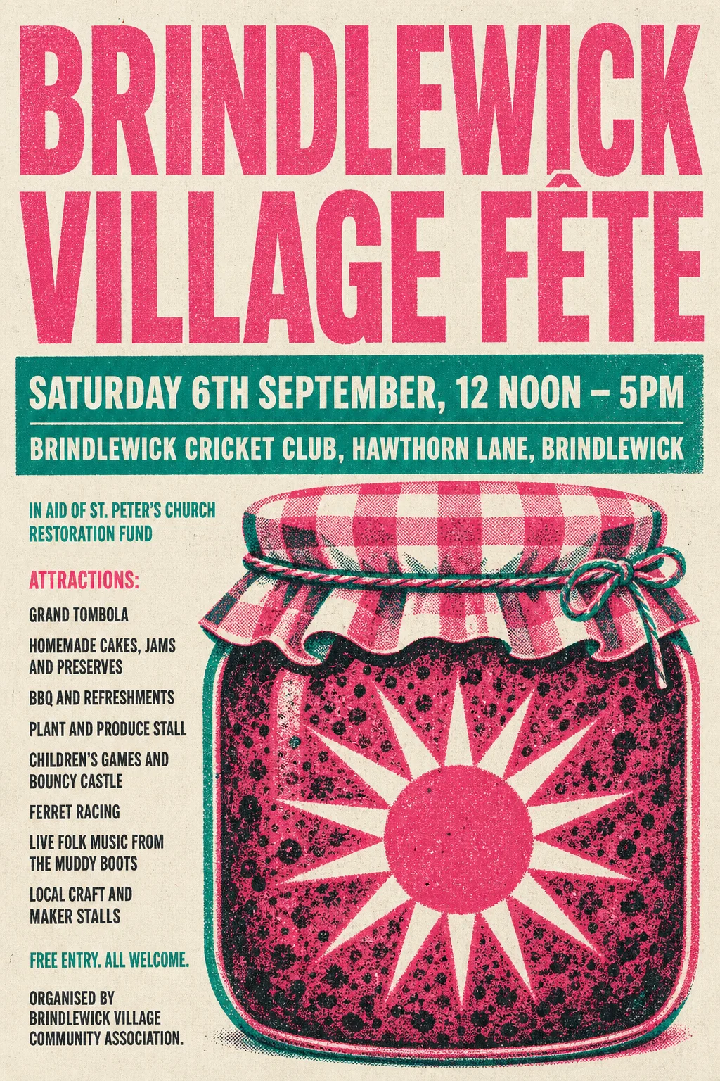 Risograph fete poster, original bitmap