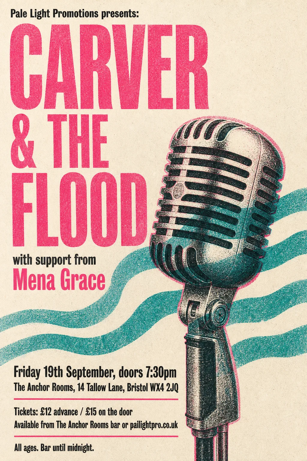 Risograph gig poster, original bitmap