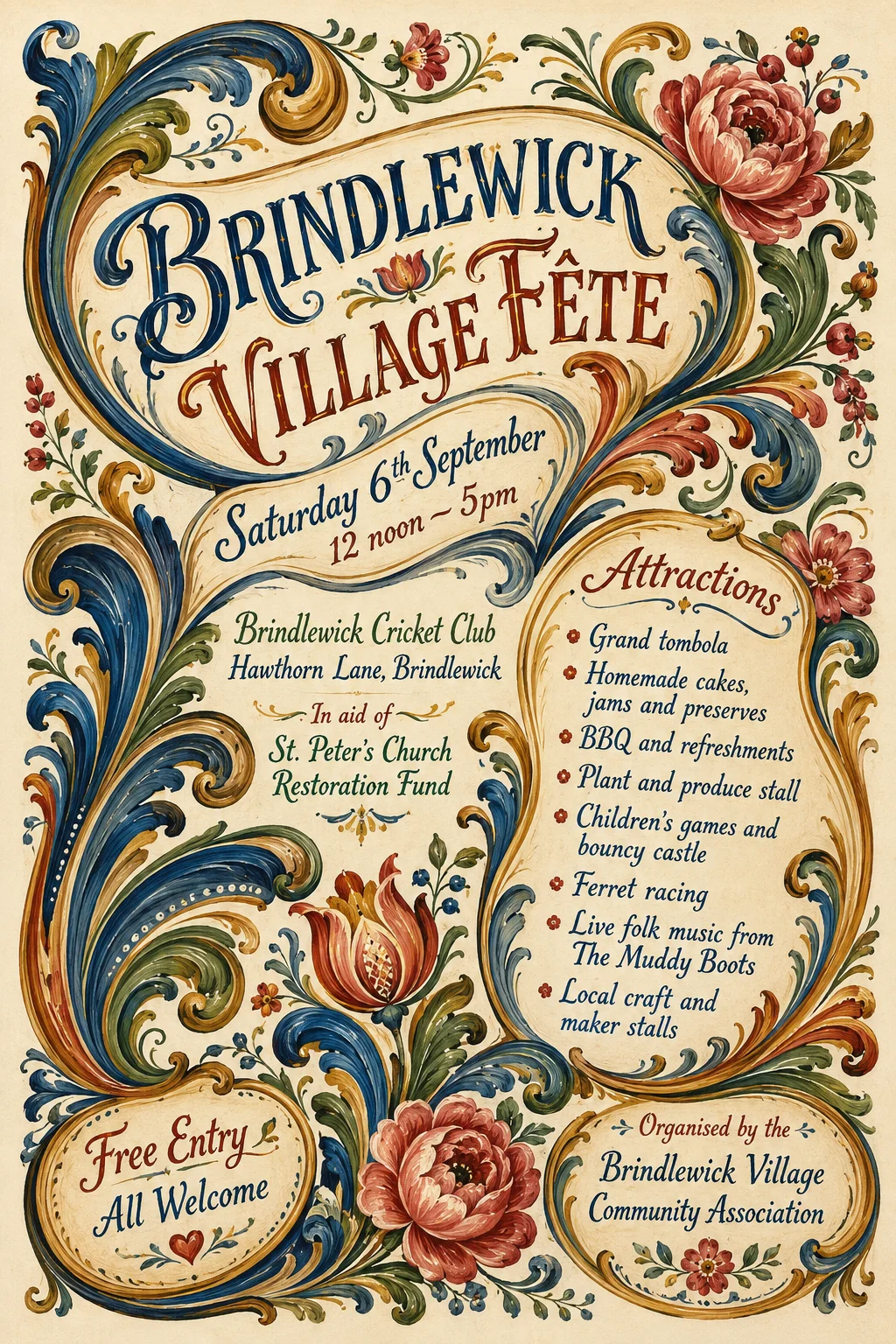 Scandinavian Folk / Rosemaling — fête poster example