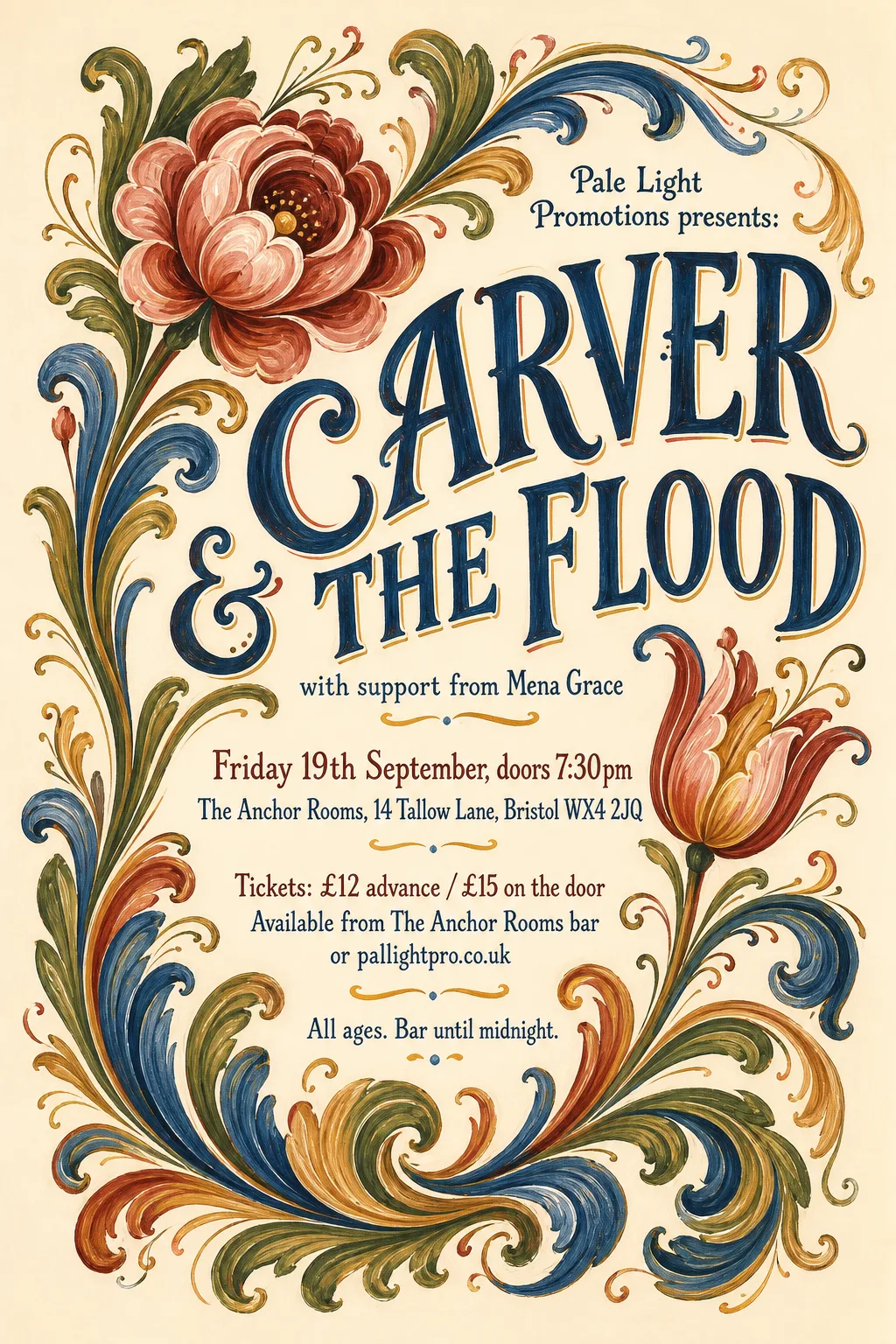 Scandinavian Folk / Rosemaling gig poster, original bitmap