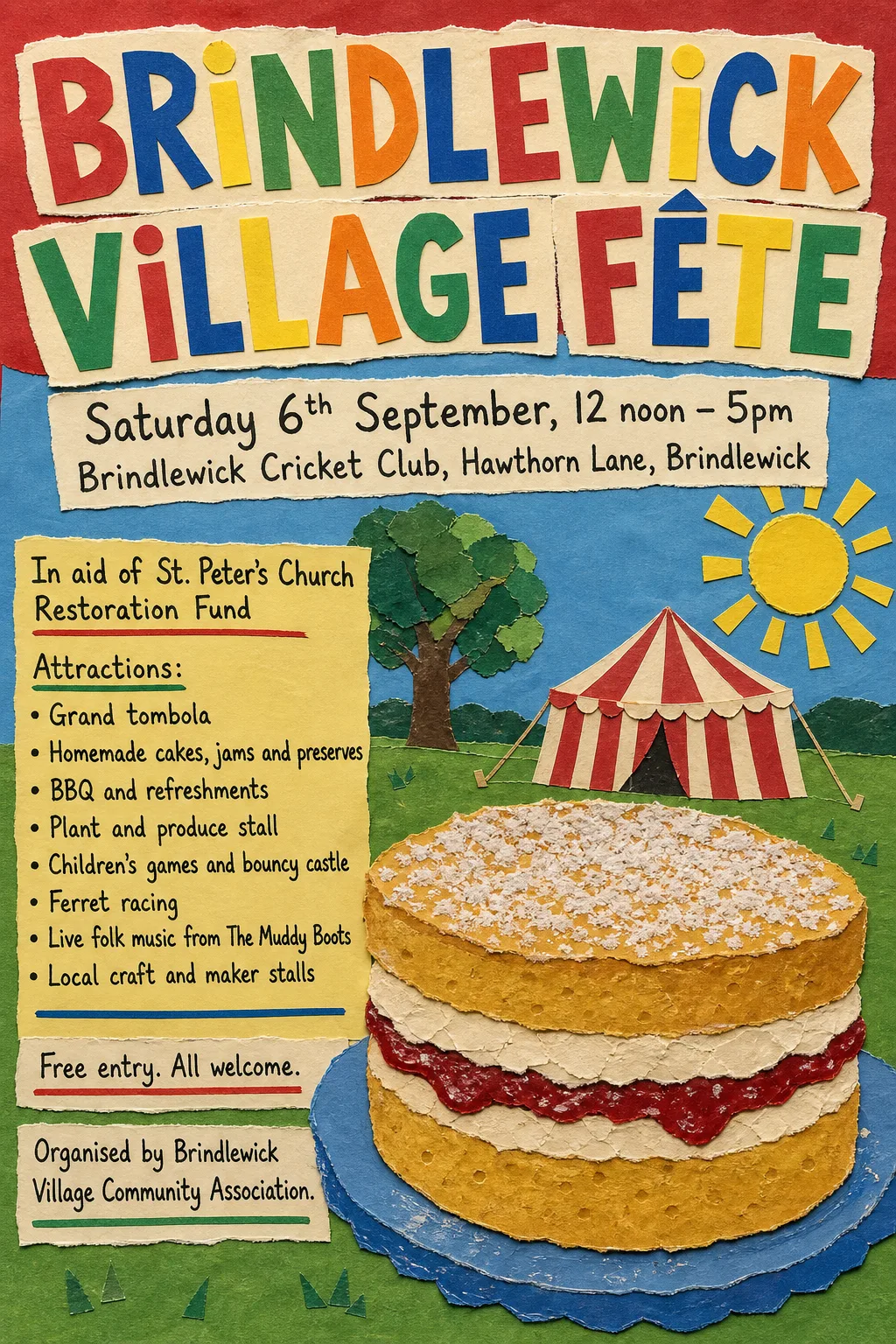 School Cutout Collage fete poster, original bitmap