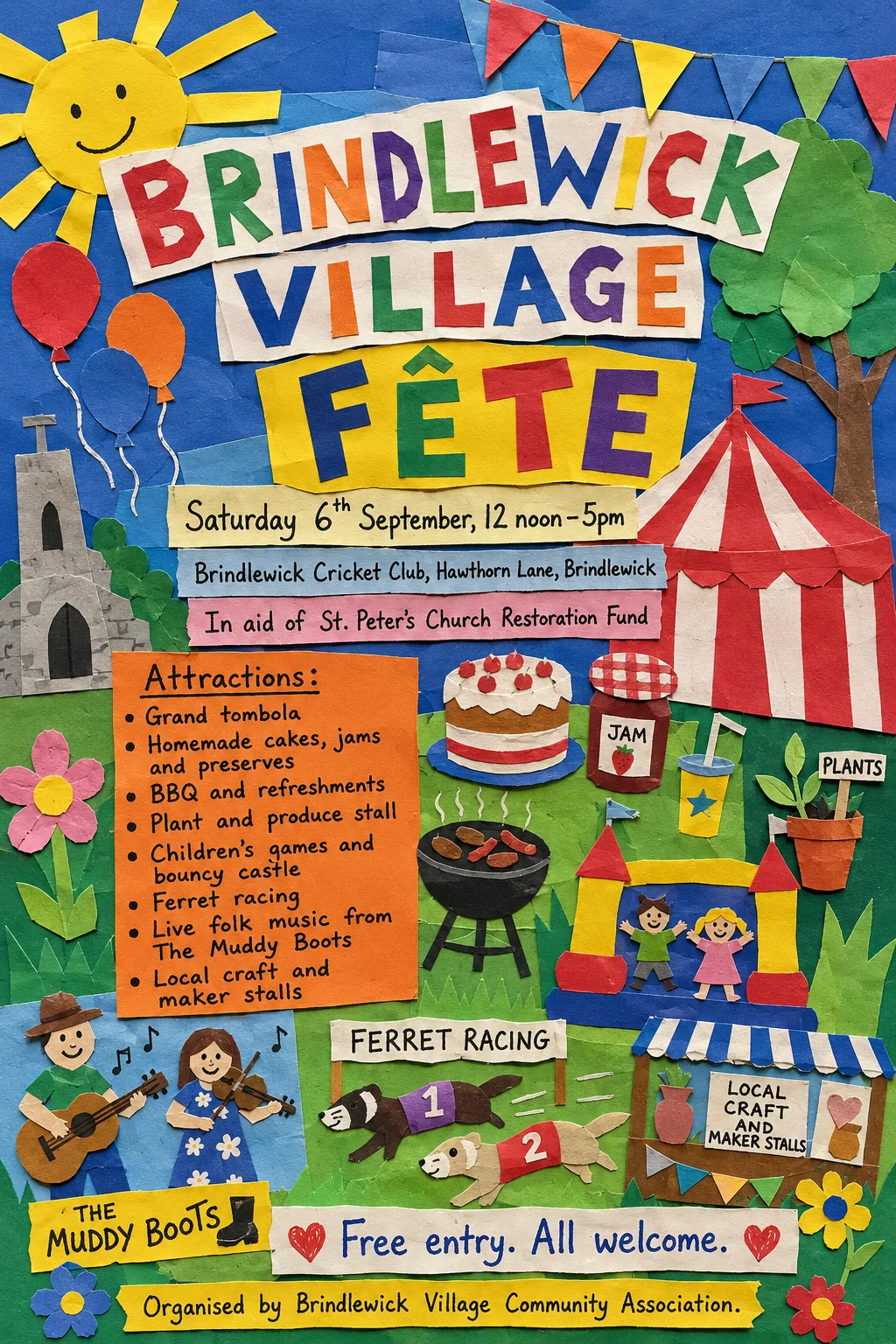 School Cutout Collage — fête poster example