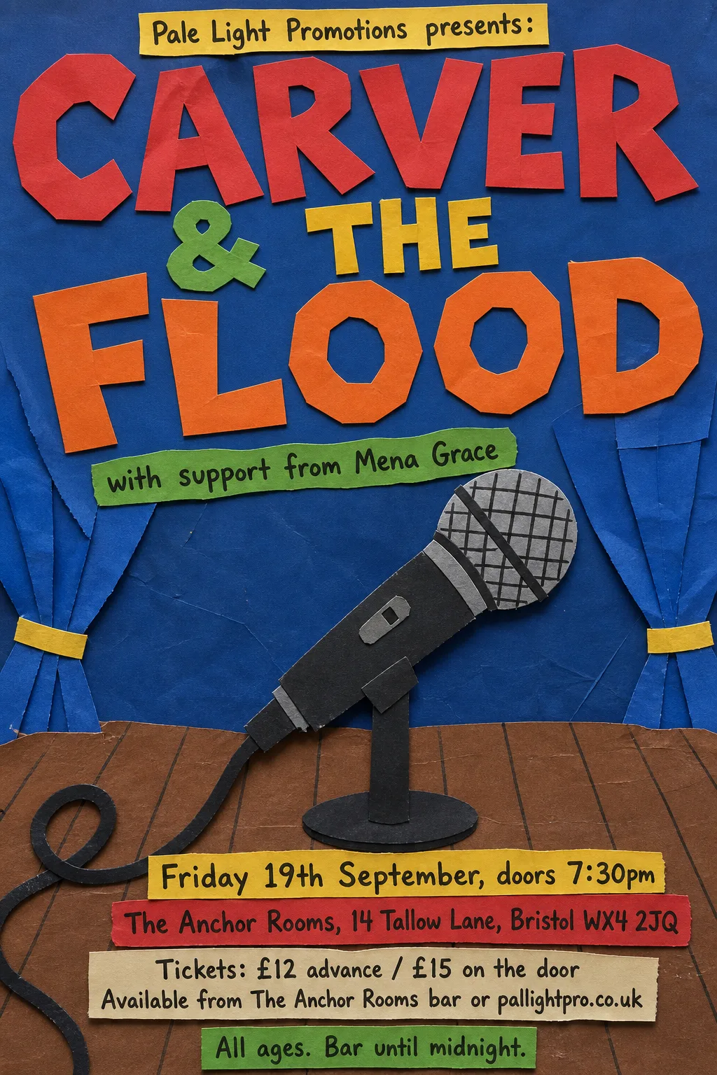 School Cutout Collage gig poster, original bitmap