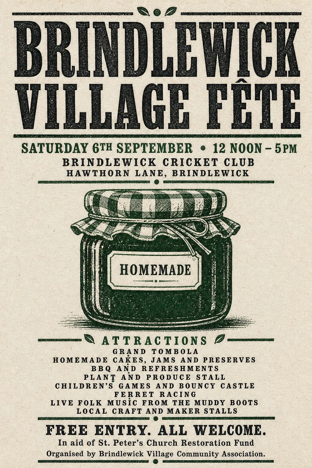 Stamp / Letterpress (Modernised) fete poster, original bitmap