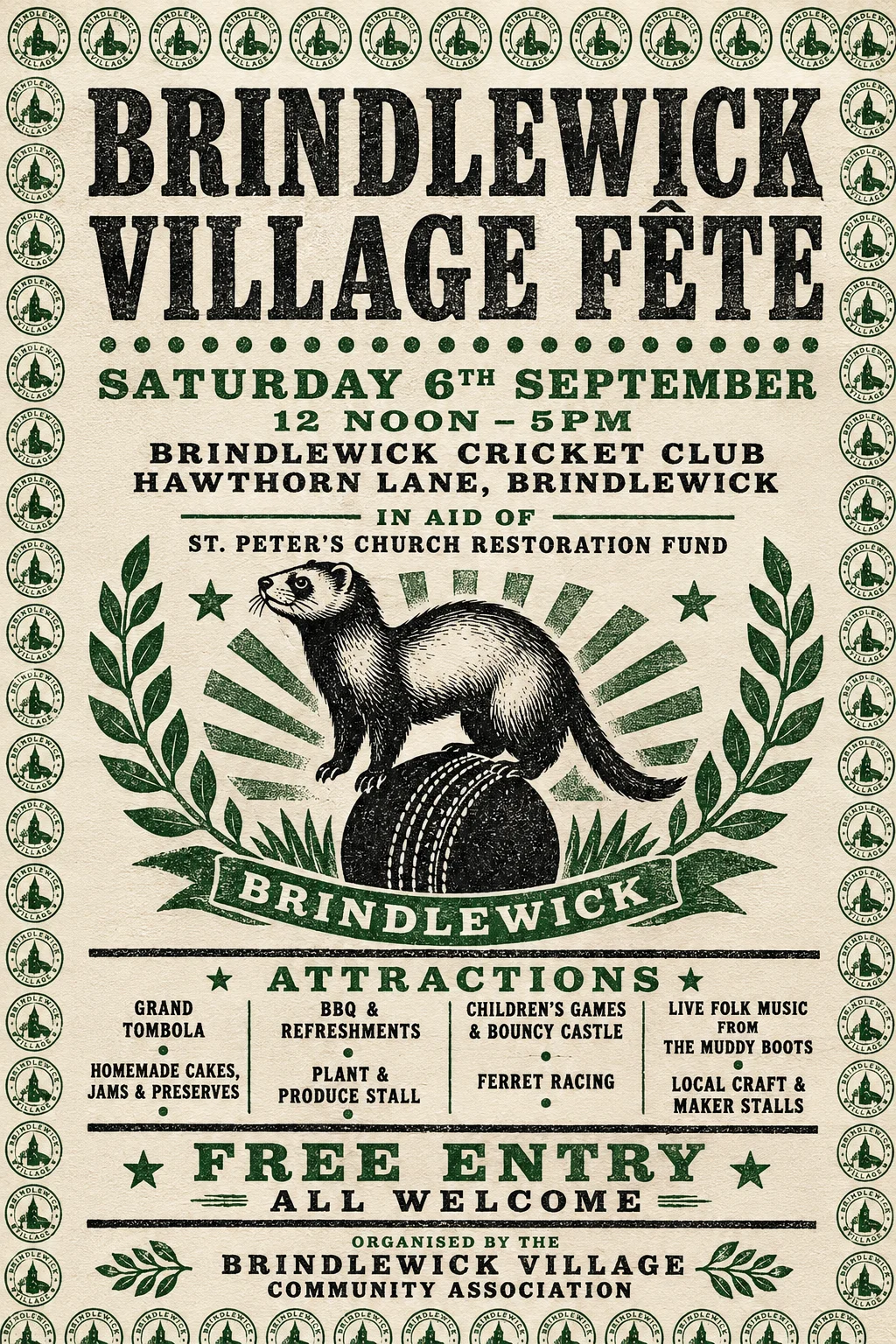 Stamp / Letterpress (Modernised) — fête poster example