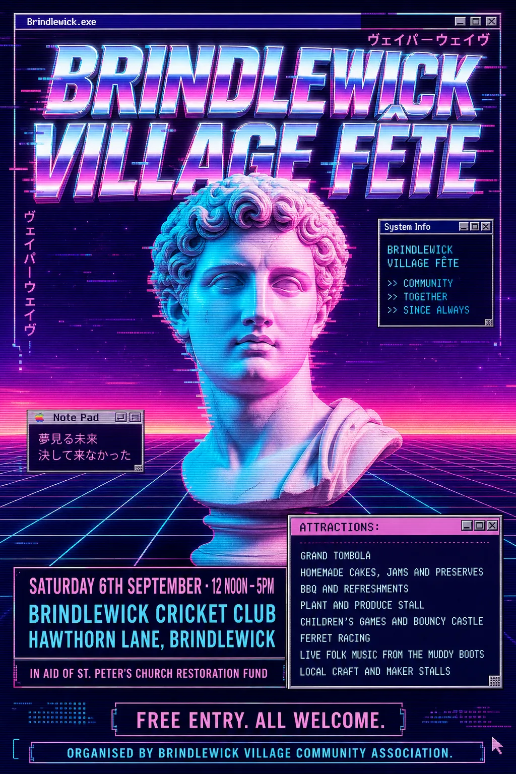 Vaporwave fete poster, original bitmap