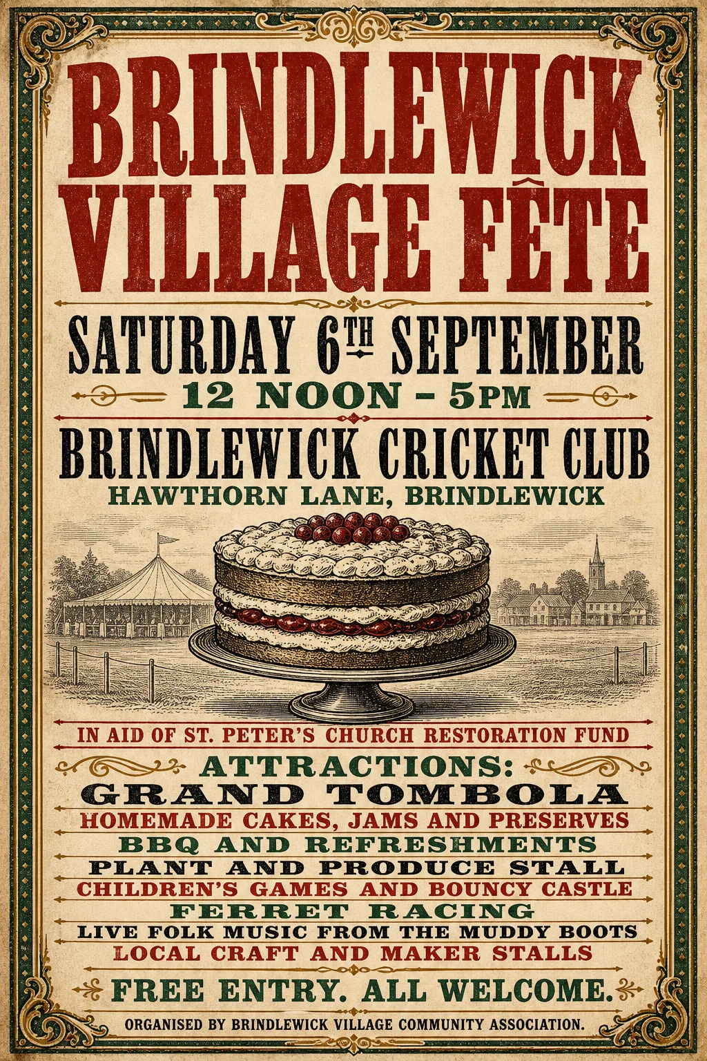 Victorian Broadside fete poster, original bitmap