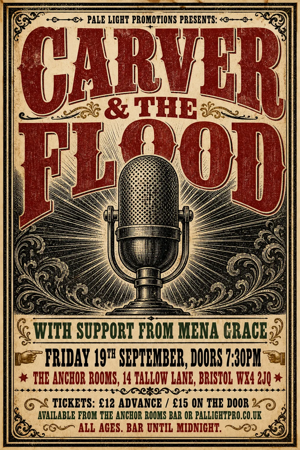 Victorian Broadside gig poster, original bitmap