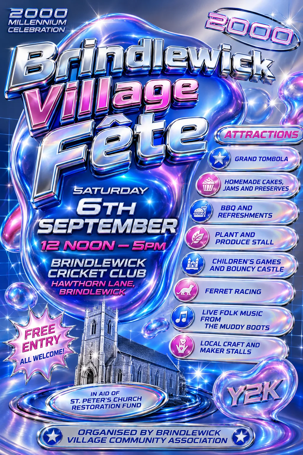 Y2K Chrome — fête poster example
