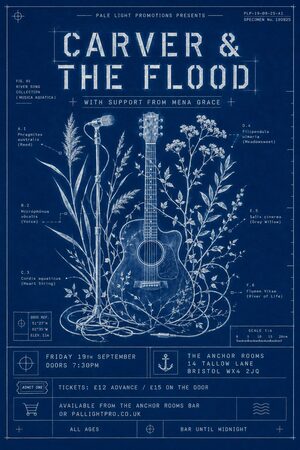 Cyanotype / Blueprint gig poster example