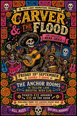 Mexican Calavera / Posada gig poster example