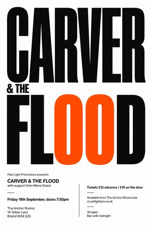 Monochrome + Single Accent gig poster example