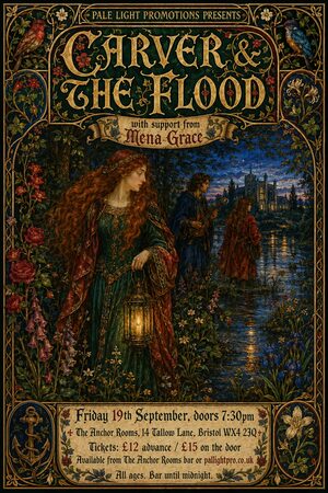 Pre-Raphaelite Illustration gig poster example